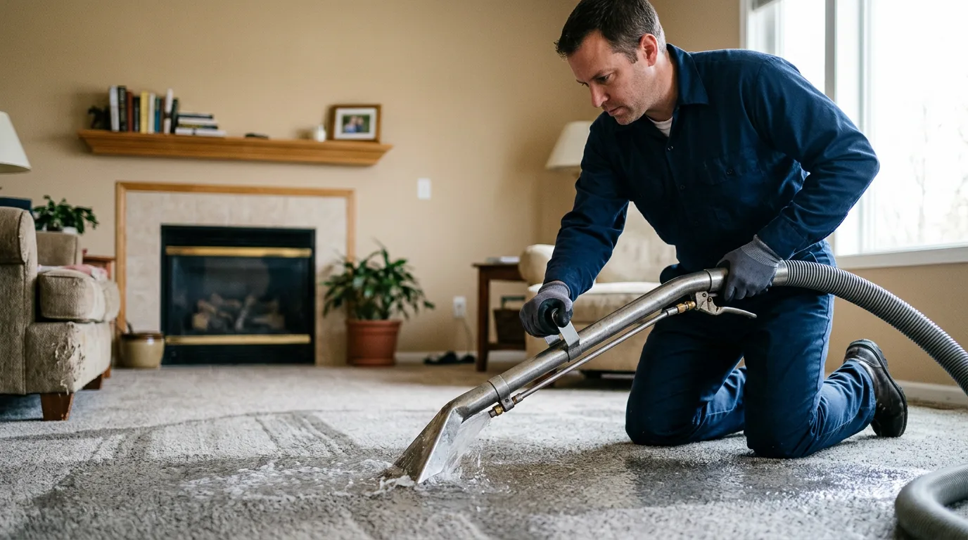 Water damage restoration technician working near Shasta, CA